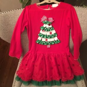Christmas dress for little girl with tree